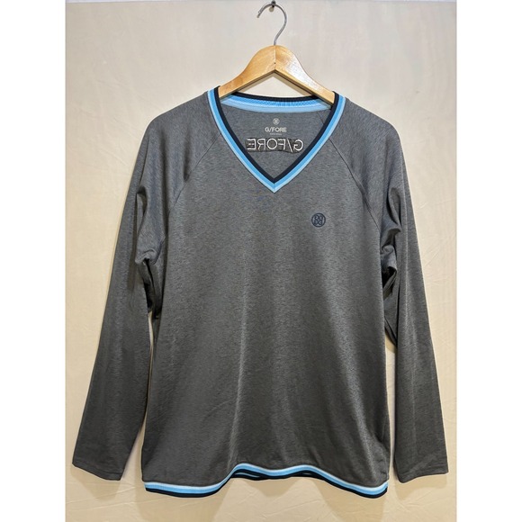 G/Fore Pullover Sweater Mens Gray Embroidered Raglan Sleeve V-Neck Outdoor M